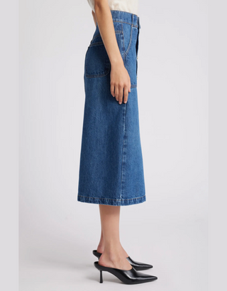 MODERN POCKET BUTTON FRONT MINI DENIM SKIRT